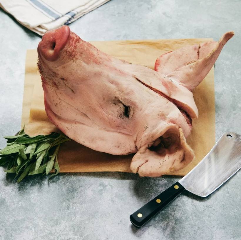 Whole fresh pork head